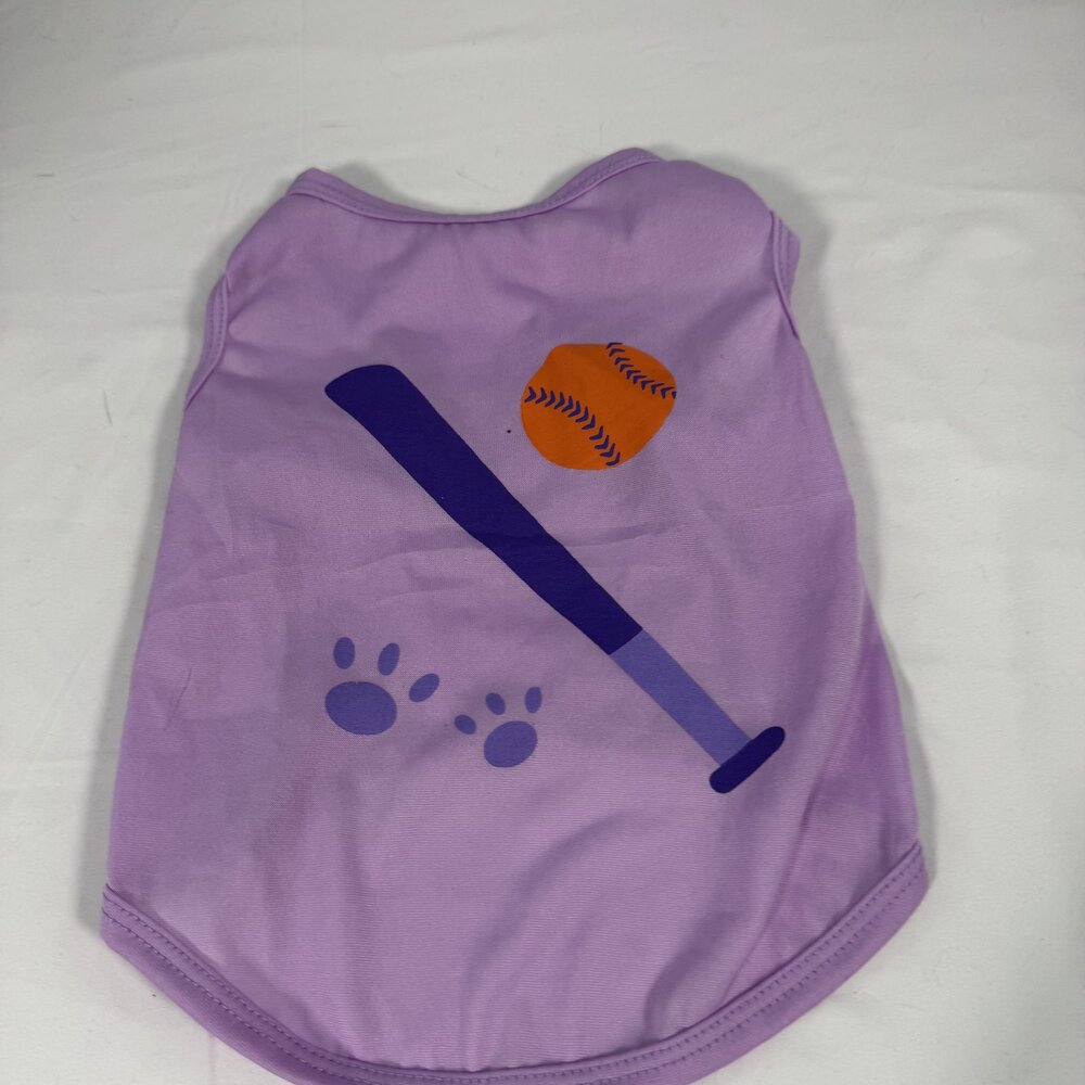Lavender Baseball Paw Print Dog Tank Top Size M Purple Sporty Pet Shirt